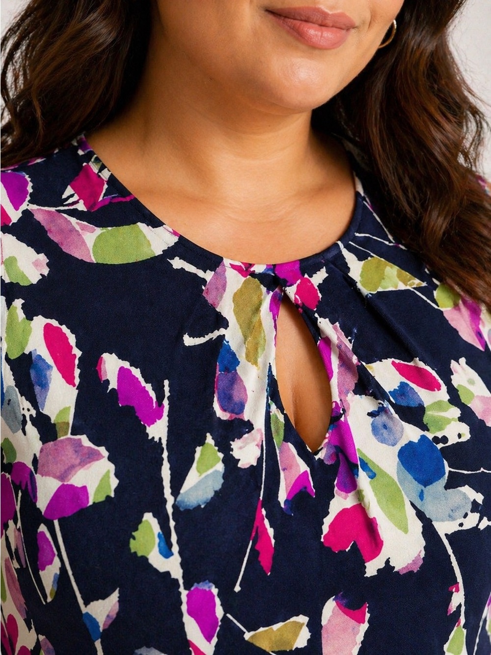 Maggy London Navy Floral Fit-and-Flare Jersey Dress - Picture 2 of 4